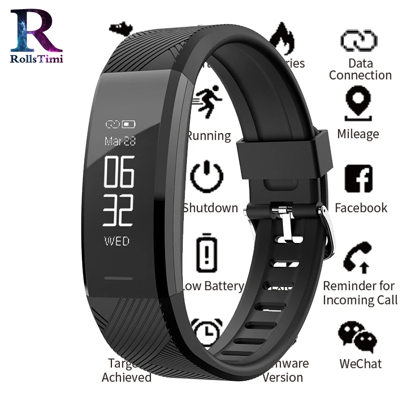 

RollsTimi Smart Watch heart rate monitor Pedometer Health Tracker Sports Smart Bracelet Bluetooth Smart watch Women Android IOS
