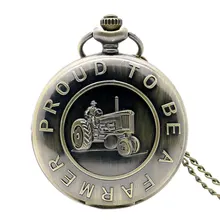 Винтажные бронзовые Тракторные карманные часы Fob ожерелье цепь часы Ретро кварте кулон часы лучший подарок reloj skyrim скайрим