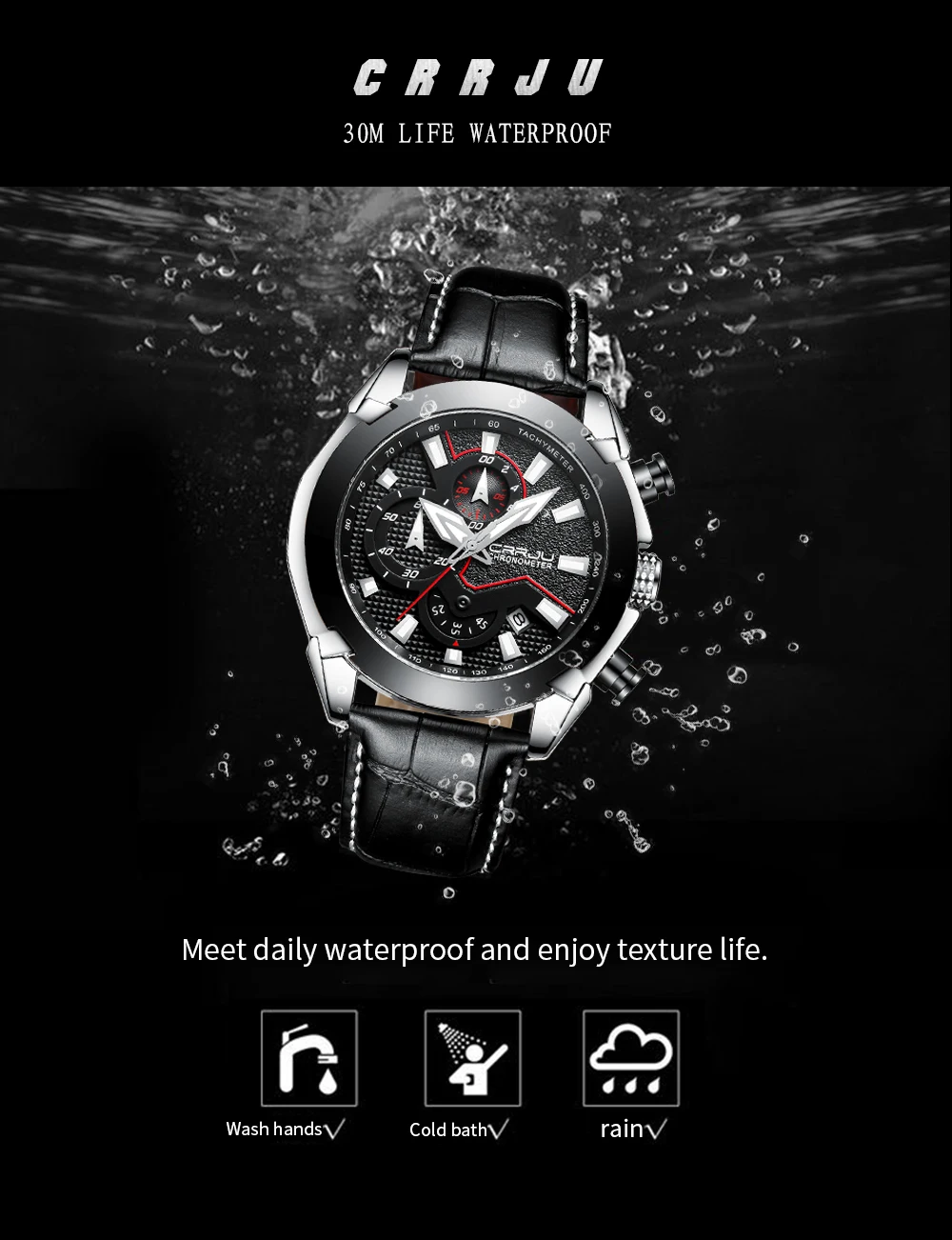 CRRJU Для мужчин часы мужские кожаные автомат кварцевые часы Для мужчин s Элитный бренд Водонепроницаемый спортивные часы Relogio Masculino