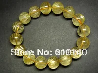 

14.5mm Brazil Natural Golden Rutilated Quartz Crystal Bracelet Jewelry
