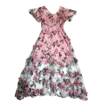 

Bohemia Beach Dress Organza Flowers Sweety Lace Free Shipping