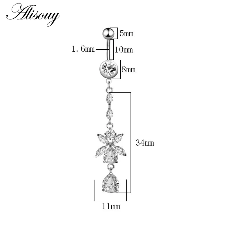 1 шт. Циркон Модный хирургический Пирсинг из нержавеющей стали пупка Цветок Кулон пупка Кольца пирсинг живота ювелирные изделия для тела