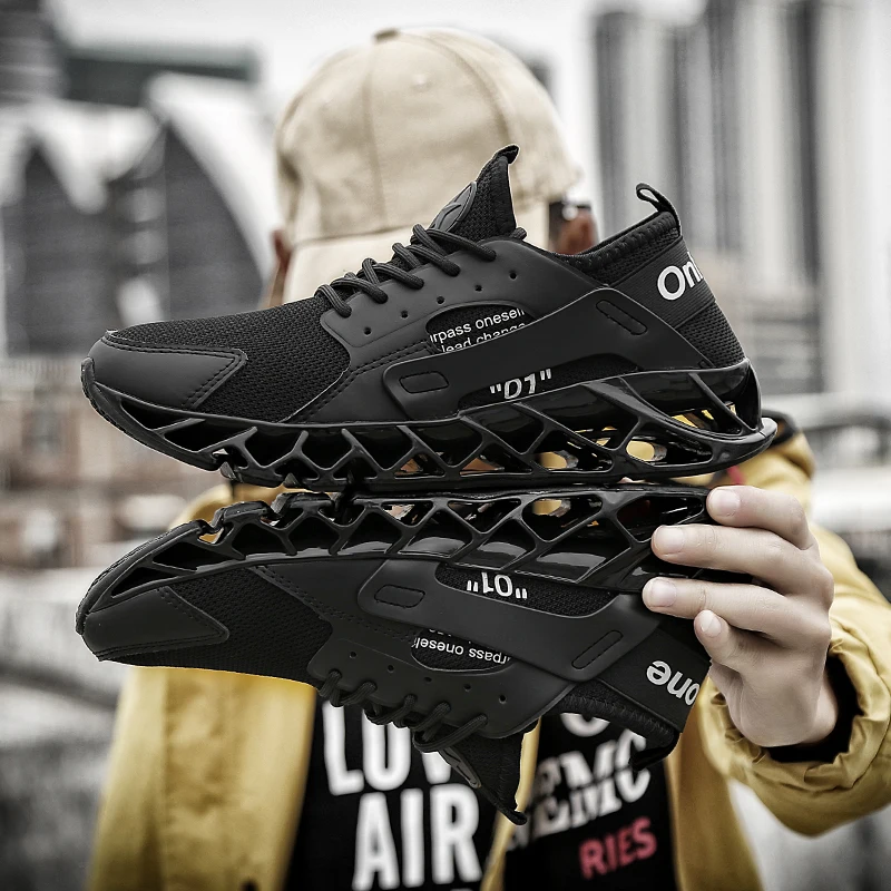 SUROM/весенние дышащие кроссовки для бега, мужские кроссовки, летняя уличная спортивная обувь, профессиональная обувь для тренировок размера плюс 47 - Цвет: Black