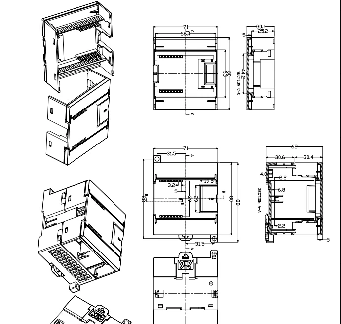 plastic din rail enclosure box junction housing abs control enclosure szomk din boxes power supply distribution project case   (8).jpg