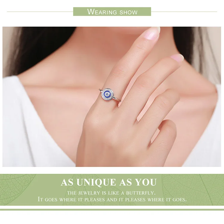 WOSTU 925 пробы Серебряное кольцо с голубыми глазами Samsara для женщин, ювелирные изделия на удачу, подарок DXR208