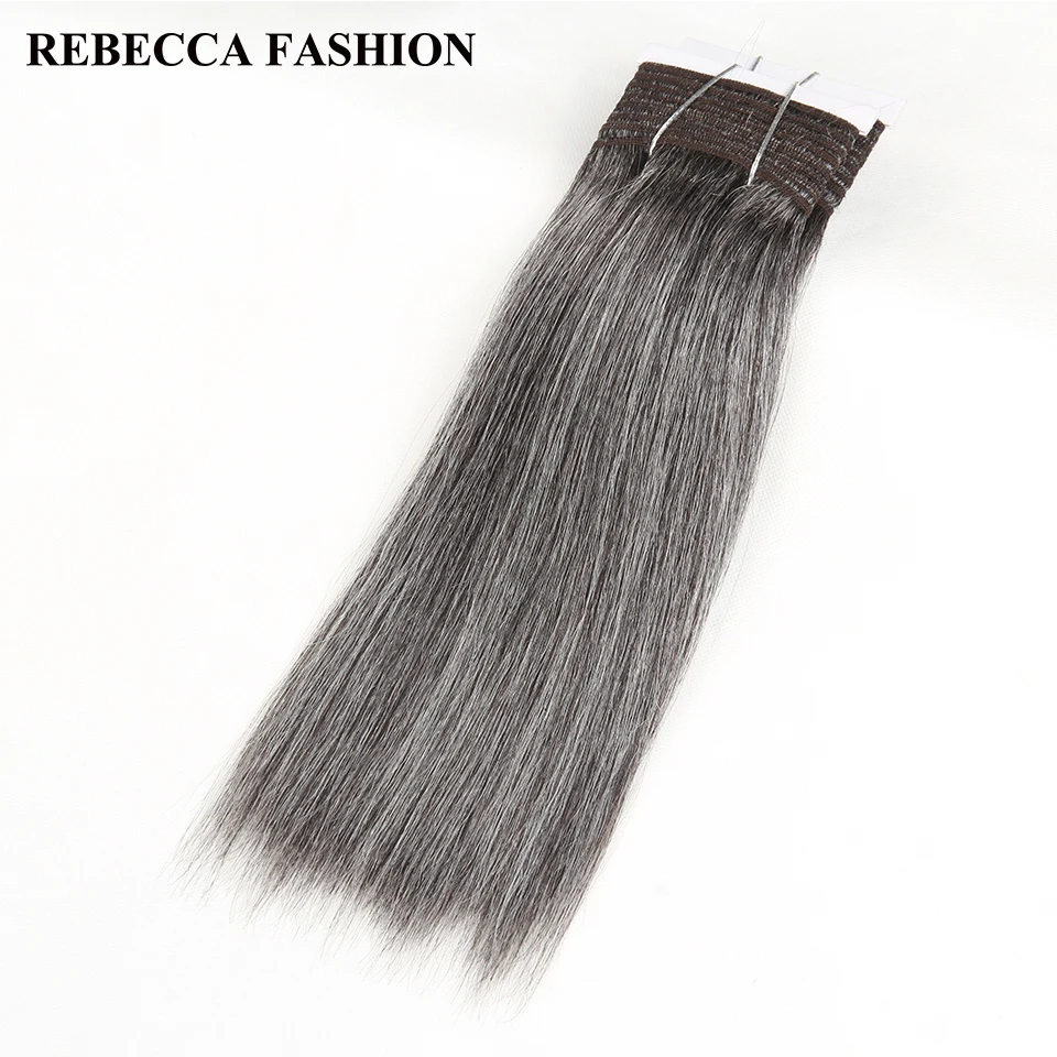 Brazilian Yaki Straight Human Hair Weave 1 bundle 10-14 Inch Black Grey Silver Colored Salon Hair Extensions 113g Remy
