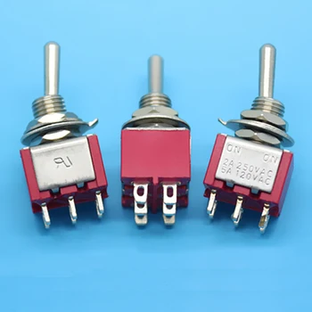 

2A/250V 5A/125V High quality double way 6 pin 2 gear MTS-202 rocker arm Toggle switch opening 6mm 50pcs
