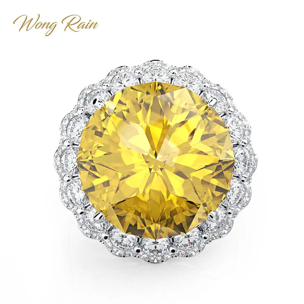 

Wong Rain Vintage 100% 925 Sterling Silver Citrine Gemstone Engagement Wedding Couple Party Rings Fine Jewelry Gifts Wholesale