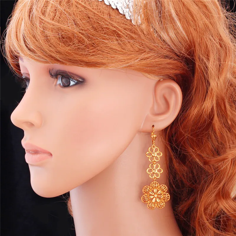 Ожерелье, серьги для женщин, золотой цвет, цветы, Богемия, милая Мода, MGC, винтажный ювелирный набор NE470