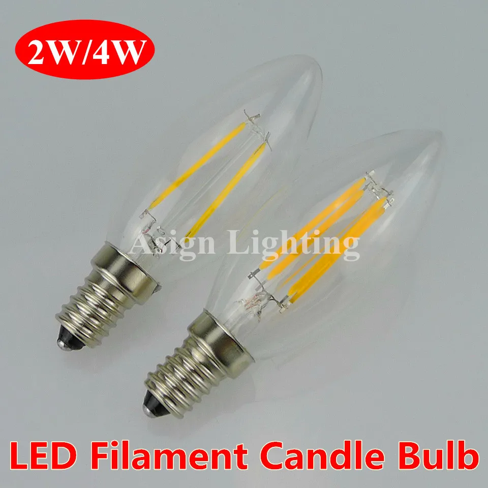 

2017 New Design E14 LED Filament Canldle Bulb 2W 4W 360 Degree candle light 440lm warm/cold white lamp for indoor AC110V 220V
