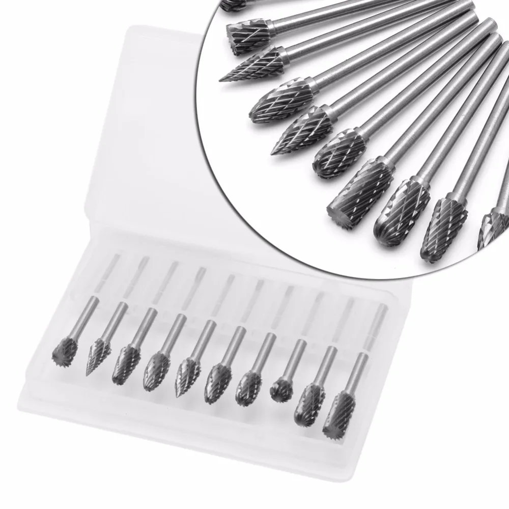 

10Pcs 1/8" 6mm Tungsten Carbide Cutter Rotary Burr Set CNC Engraving Bit Tool Drop Ship