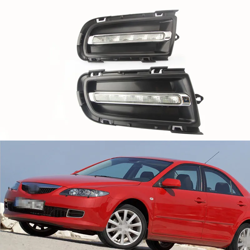 

1 Set white LED DRL fog driving lamp daytime running lights for Mazda 6 Facelift 2005-2009