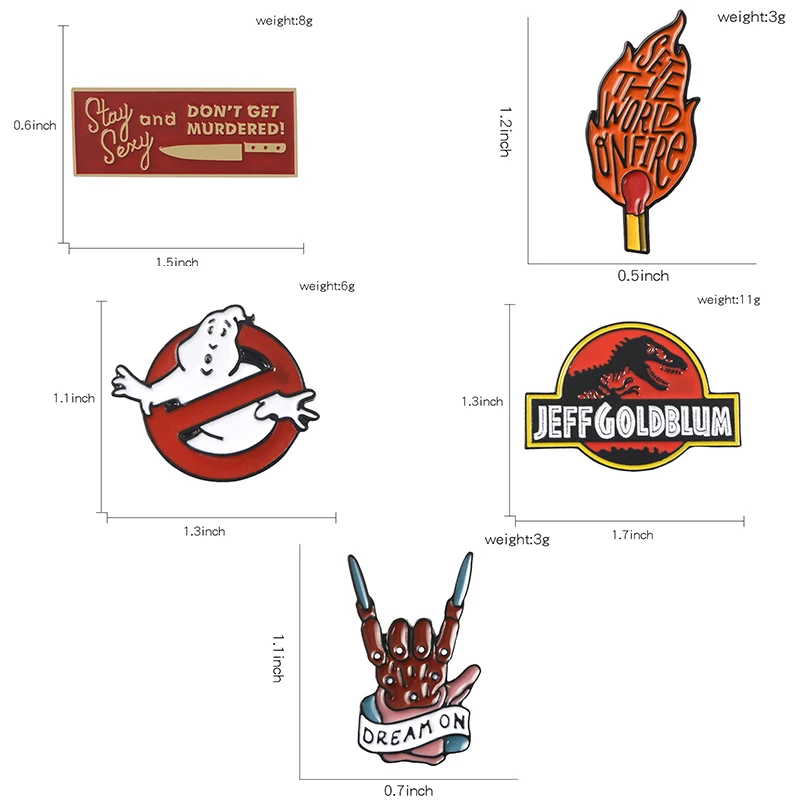 Красная эмалированная булавка коллекция спички огня Юрского периода Динозавр нет привидение-Дьявол Руки SSDGM булавки сумка брошь для одежды Нагрудный значок-булавка на подарок