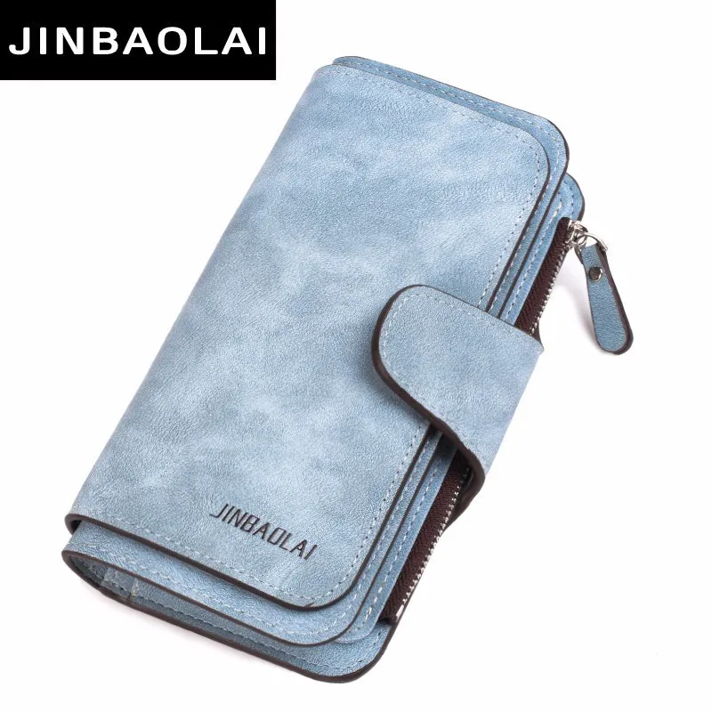 

JINBAOLAI Brand Wallet Women Big Capacity Three Fold Lady Purses High Quality Scrub Leather Female Wallets Carteira Feminina