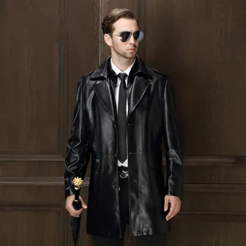 

Faux Leahter Jacket Male Winter Warm Long Overcoats Windbreaker Faux Genuine Leather Coats Men Motorcycle Men's Suede Jackets