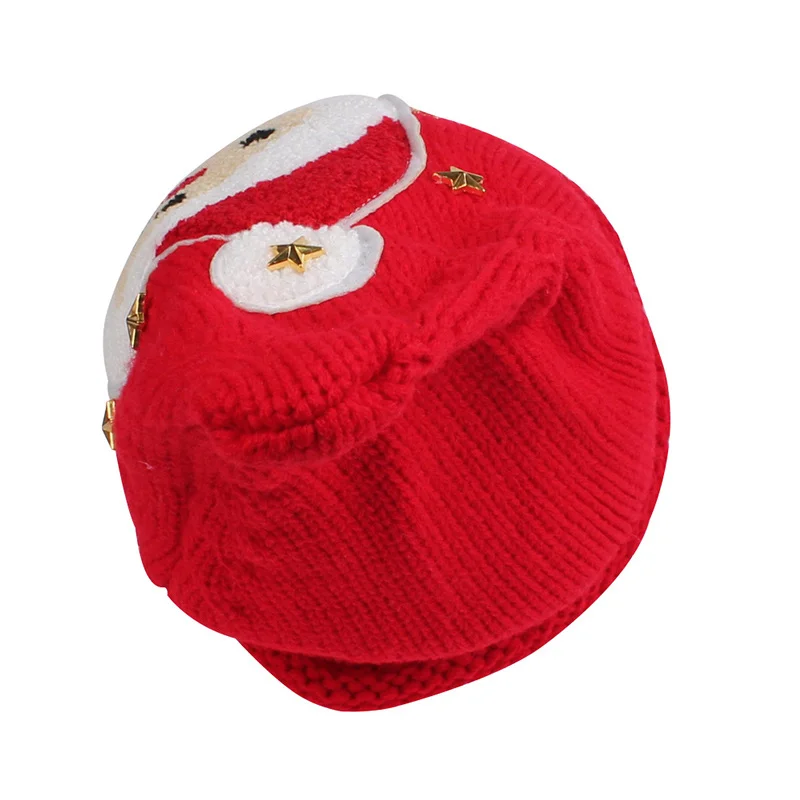 Santa Claus Knitted Children Hat Christmas Mother Kids Hat Winter Crochet Kids Beanie Children New Year Gift Pattern Kids Hat (22)