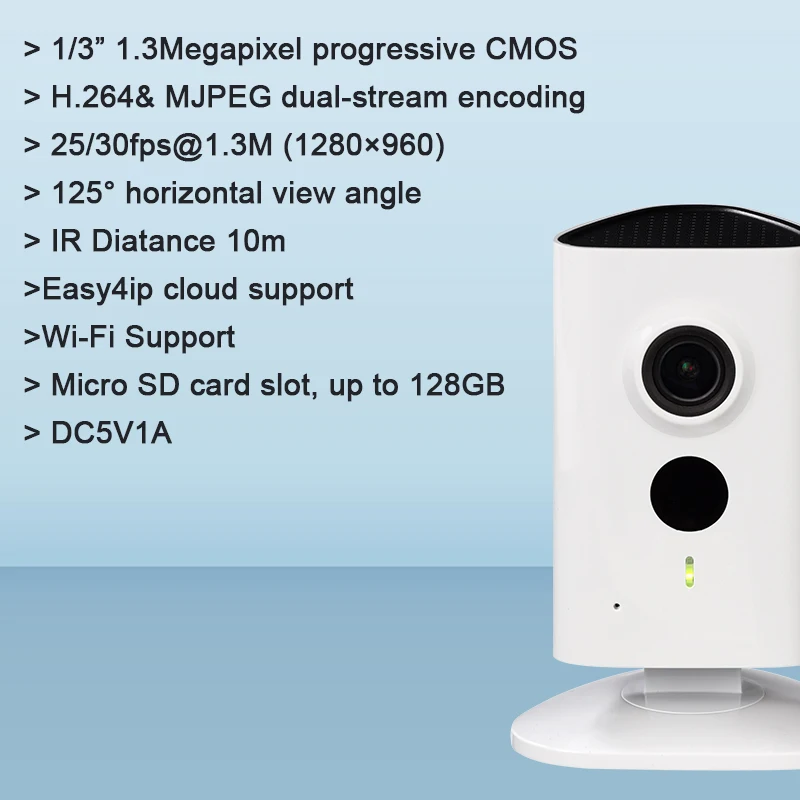 Оригинал Dahua IPC C15 Wi Fi сеть PT камера с 1 3 мегапиксельной прогрессивной CMOS IR Diatance 10m