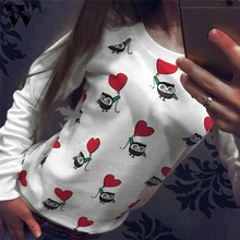 Womail Fashion Для женщин с длинными рукавами с принтом милой Совы Топ Повседневная рубашка jan12/30 oct30