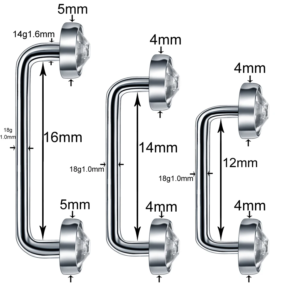 10 шт./лот G23 Титан Surfacel штангой 14G 16G Мирко кожные пирсинг кристалл якорь для вшивания в кожу пирсинг тела ювелирные изделия-пирсинг