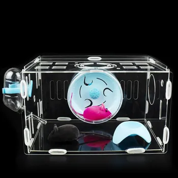 

Transparent Acrylic Hamster Cage Large Luxury Castle Combination External Pipe Tunnel Fan Cage Small Pet House AP11211127