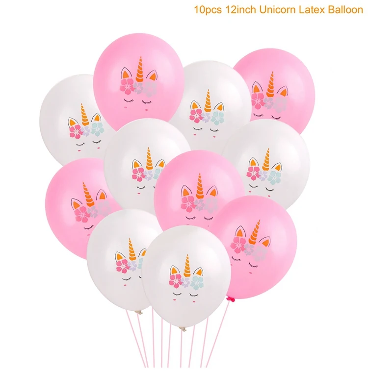 QIFU Единорог вечерние Декор день рождения Единорог тема Фольга бумажный шарик шляпа салфетки плиты Скатерти для детского дня рождения подарки - Цвет: 10PCS Unicorn baloon