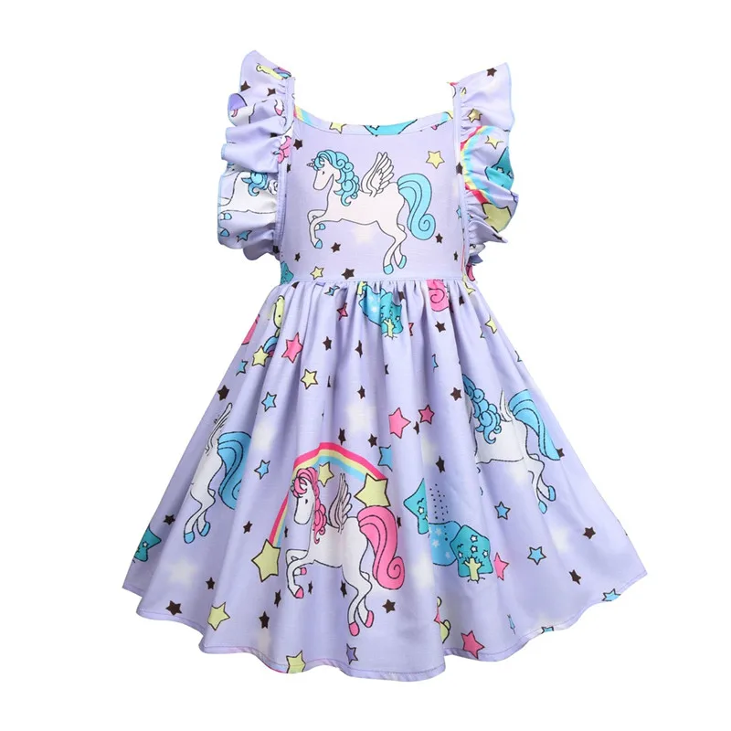 Детские Платья для девочек одежда с единорогом летняя юбка-пачка платье принцессы детская одежда без рукавов; Платье для девочек платьица для вечерние