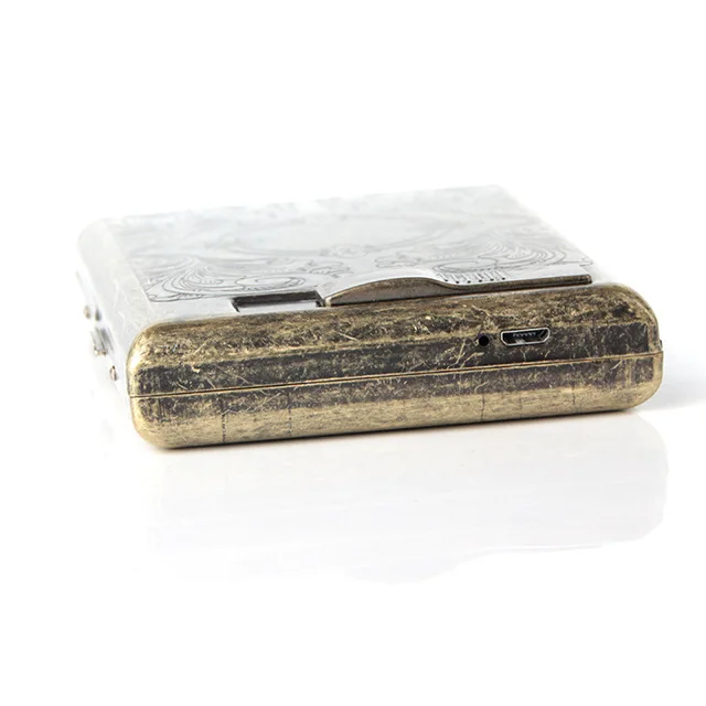 Металлическая сигарета(20) коробка с зажигалкой, черный чехол для сигарет USB электронные курительные многоразовые зажигалки 107*80*20 мм