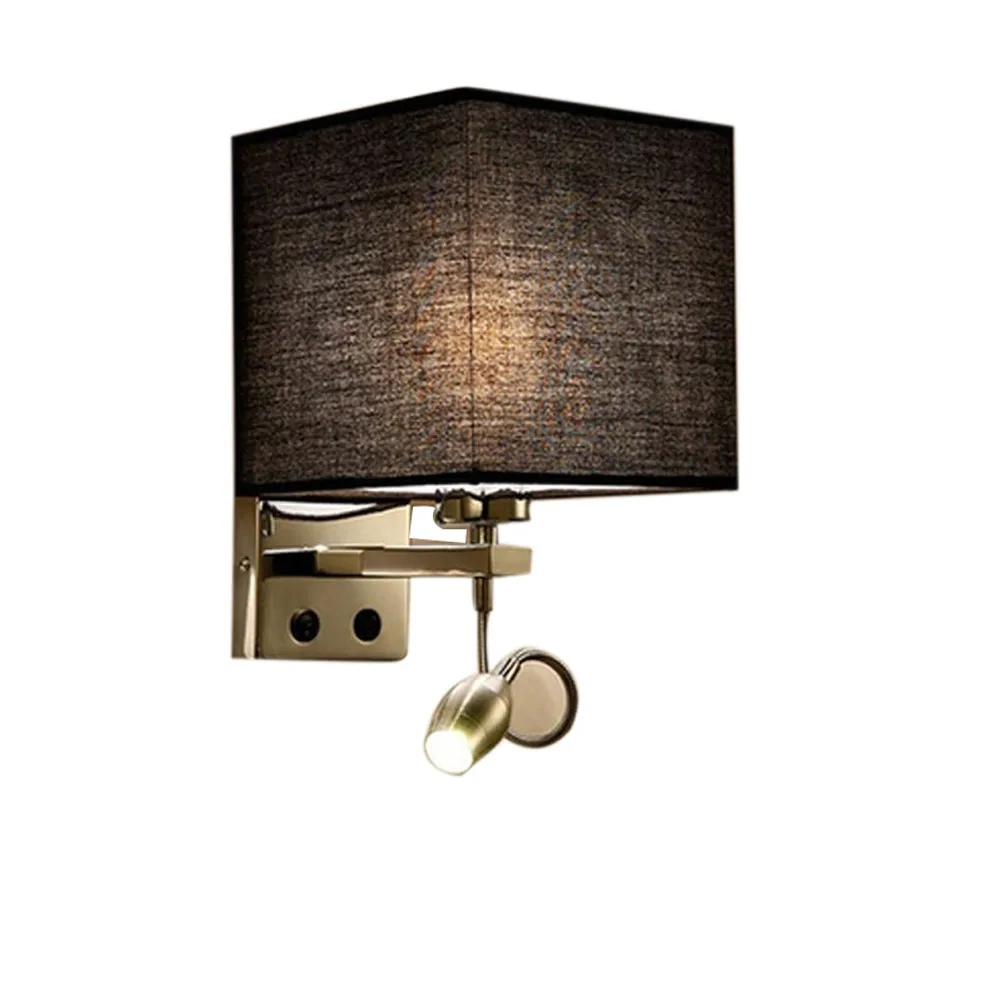 Модный современный светодиодный настенный светильник из ткани для дома, бра для спальни, прихожей, прикроватные светильники MAL999 - Цвет абажура: Черный