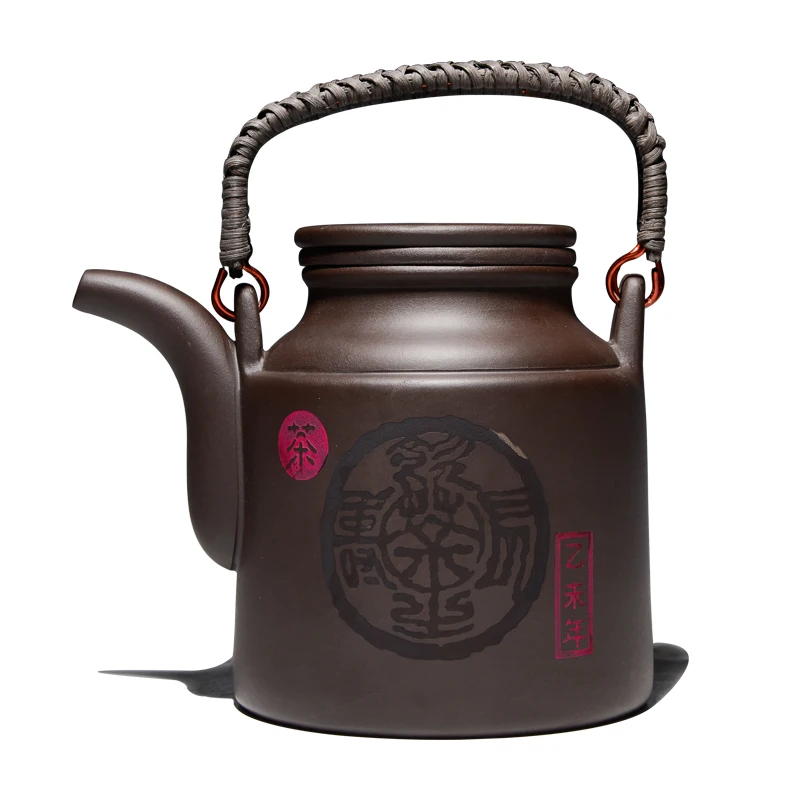 Чайник из исинской глины с ручкой, горшок из фиолетовой глины 700 мл, чайный чайник из фиолетовой глины 14*10,5 см для Пуэр Улун, распродажа - Цвет: Rattan