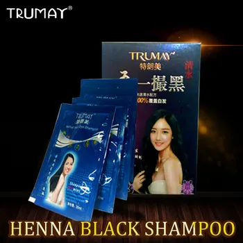 

TRUMAY Henna Black Hair Shampoo Only 5 Minutes one sachet wash White turn Black hair Fast Hair Dye Shampoo