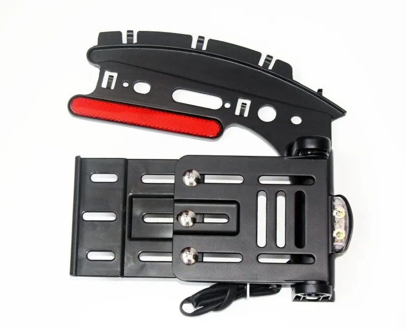 Motorcycle Telescopic Folding LED Light Side Mount License Plate Holder