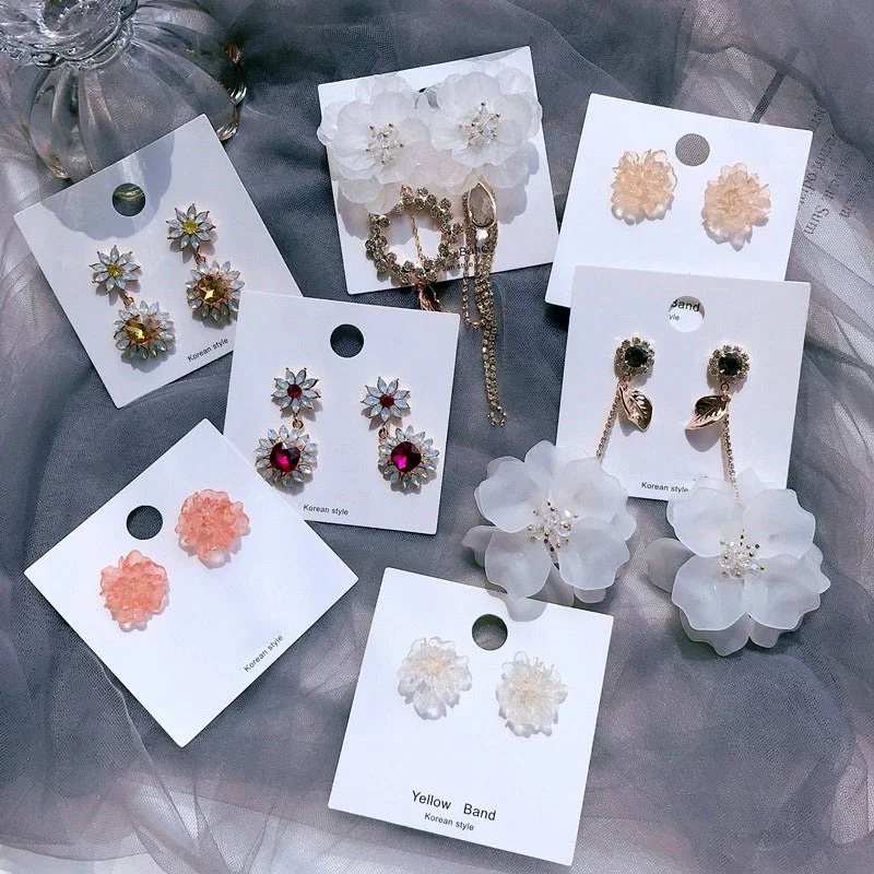 

2019 Korean Temperament Drop Earrings Long Tassel Flower Crystal Earrings Exaggeration Pendientes Mujer Moda Ear Jewelry Girls