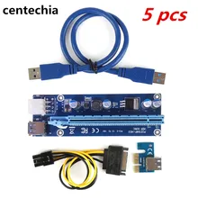 Centechia 5 шт. pci-e 1x к 16x горной машины Enhanced Extender Riser Card адаптер с 60 см USB 3.0 и SATA Мощность кабель