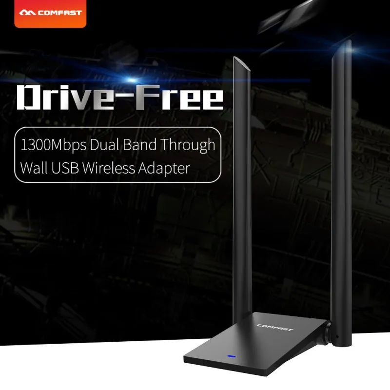 

COMFAST 1300Mbps gigabit dual band through wall usb wireless adapter high power usb3.0 WIFI network card with 2*6dBi antennas