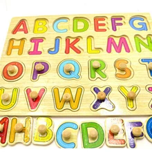 Ребенок Рано Развивающие игрушки Детские руки захватывают деревянная игрушка-головоломка АЛФАВИТ и номер обучения образование ребенка деревянные головоломки игрушка