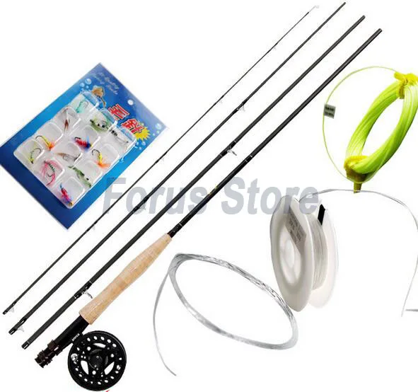 Cheap carbon fly fishing rod combo 6pcs/set 9ft fly rods+fly reel 5/6+fishing flies carp fishing accessories from china online store