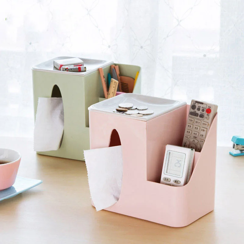 Household Organizador Plastic Tissue Box Desk Sundries Storage