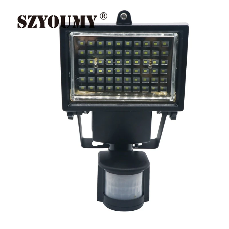 

SZYOUMY 10PCS DHL Solar Panel LED Flood Security Garden Light PIR Motion Sensor 60 LEDs Path Wall Lamps Outdoor Emergency Lamp