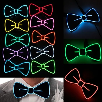 

EL Lights Gentleman bow tie For Halloween Festival Party Neon Lights Christmas Laser LED Dance lighting 10Colors AABattery D30