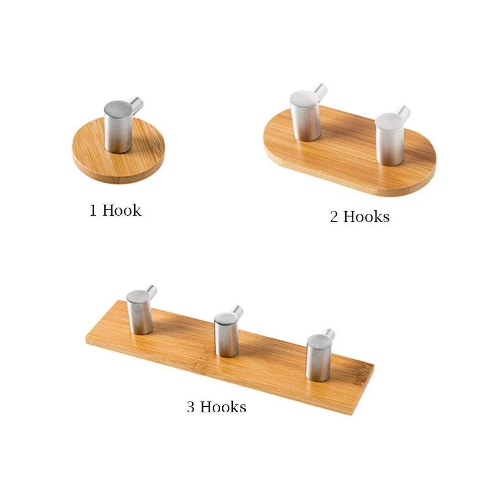 Клей натурального бамбука Нержавеющая сталь одежды крюк стены сумка для наушников вешалка ключ Кухня Ванная комната двери Полотенца