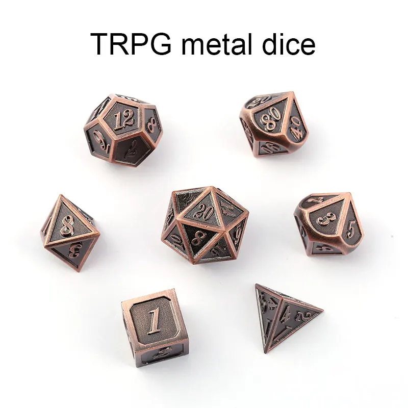 Chengshuo dnd dice metal rpg sets dungeons and dragons polyhedral 7pcs d20 10  6 8 12 Zinc alloy dice bronze table games digital