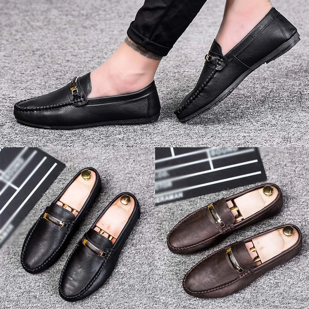 

High Quality Comfortable Breathabl Men's Soft Sole Shoes Fashion Breathable Peas Shoes Lazy Casual Shoes men shoes leather510