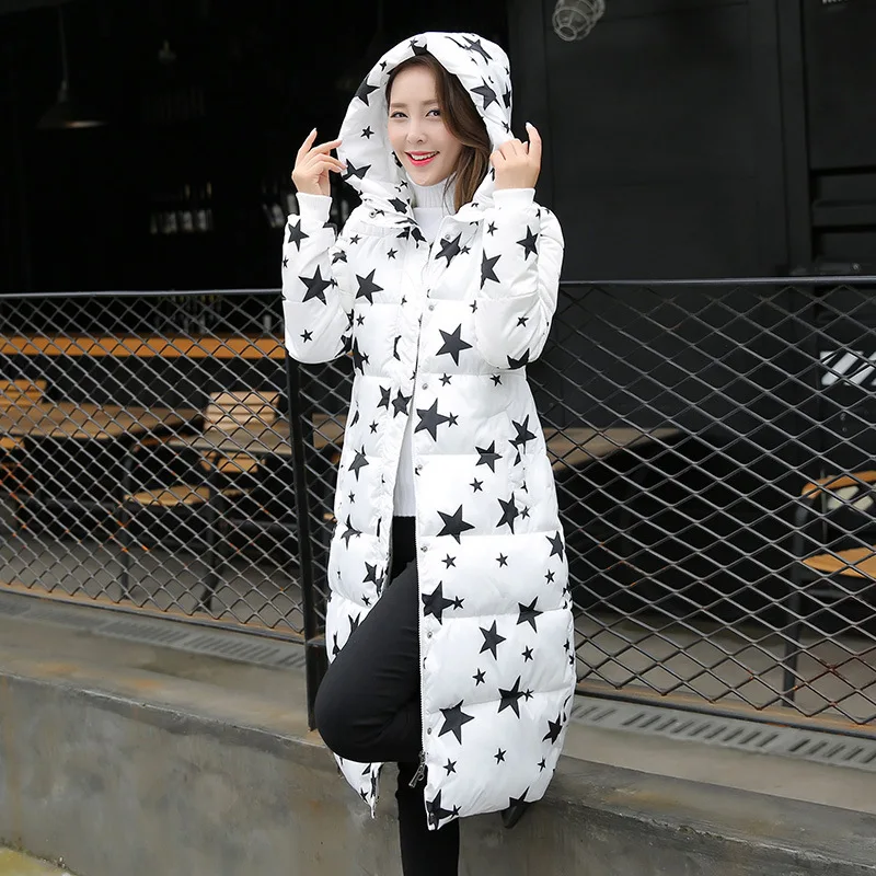 

Stylish and trendy Slim fit Winter women's down jacket long hooded padded down cotton padded Women's winter clothing
