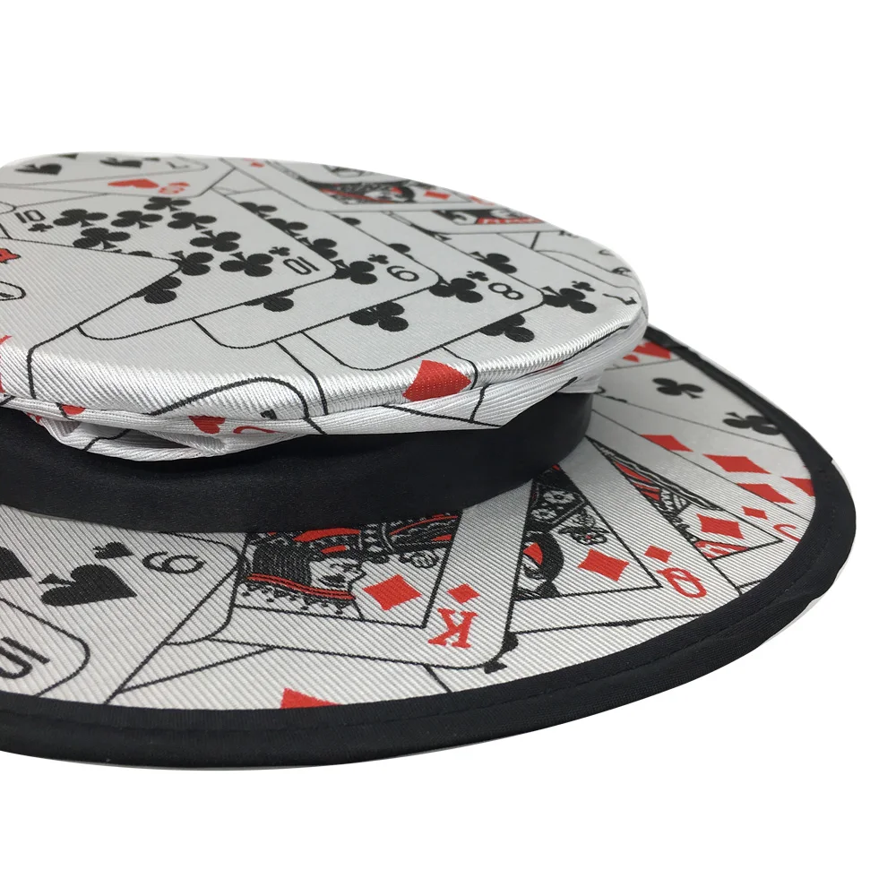 Складная Весенняя Волшебная Шляпа с рисунком в виде покера, высококлассная Волшебная Шляпа, магический реквизит, классические фокусы