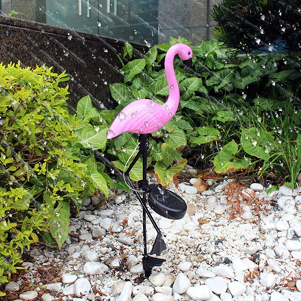 Solar Powered Pink Flamingo Ornament Garden Outdoor Light Lawn Lamp Decor E9S8L 