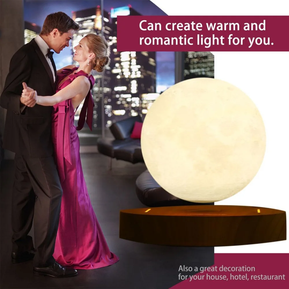 

2018 Brand New! 10cm 3D Magnetic Levitating Floating Moon Lamp with Wooden Base Romantic Night Lamp Home Decoration Novelty Gift