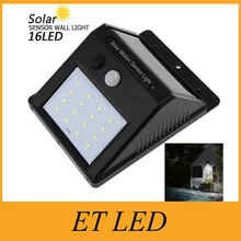 PIR светодиодный настенный светильник на солнечной батарее 16 светодиодный Светодиодный s светильник s настенный светильник луч датчик движения светильник Обнаружение движения путь садоводства светильник CE