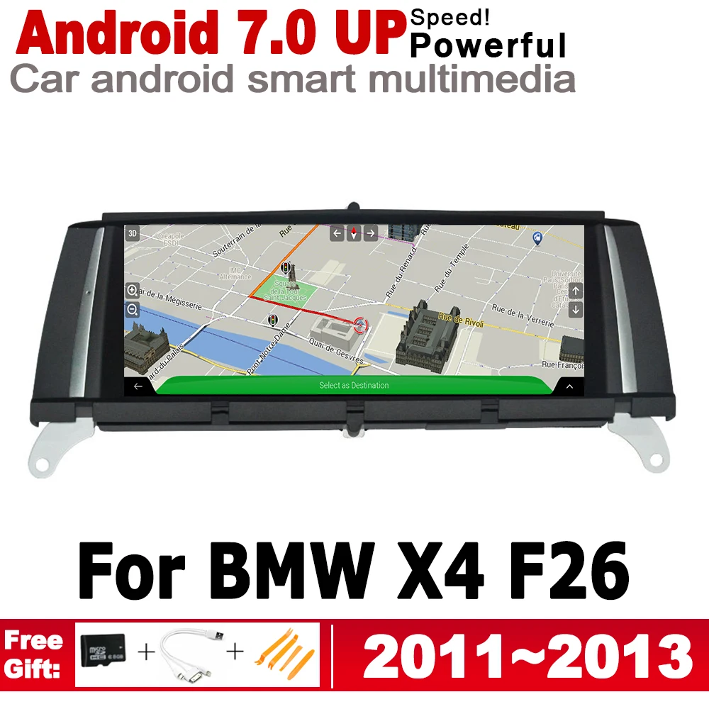 

IPS Android 7.0 up car multimedia player gps navigation for BMW X4 F26 2011~2013 CIC original style HD screen 2GB+32GB WiFi BT