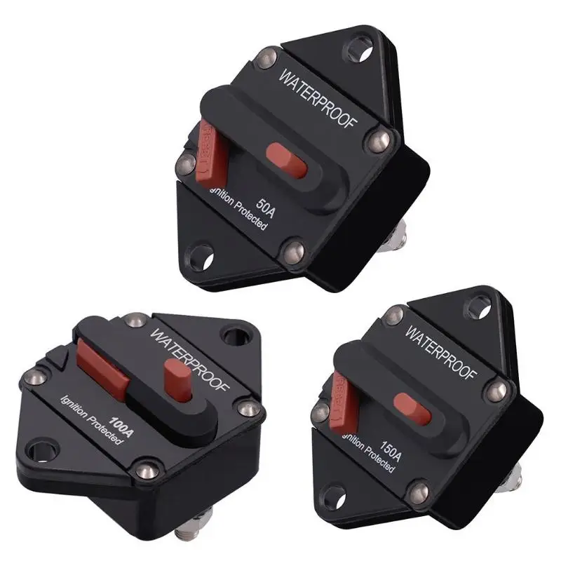 

50A/100A/150A WUPP CS-643A1 Manual Reset E96 Circuit Breaker+Switch Waterproof IP67 Circuit Breaker Reset Fuse Invert DC32V-48V