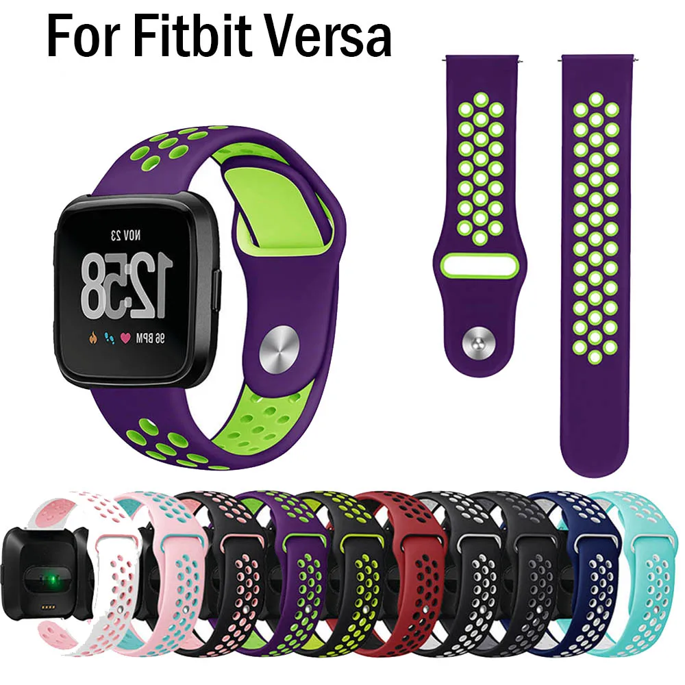 

Strap Bands Silicone for Fitbit Versa Adjustable Sport Wrist Band Breathable Watch Strap with Air Holes for Fitbit Versa